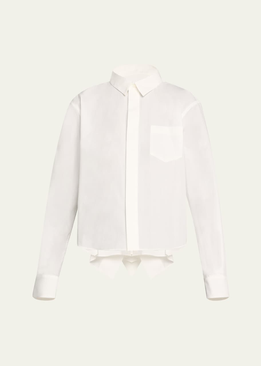 Image 1 of 1: Poplin Ruffle Back Cropped Blouse
