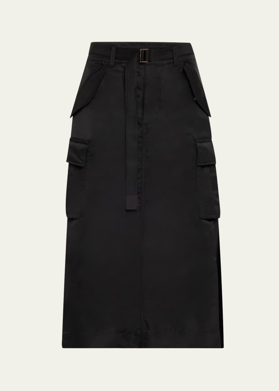 SACAI Nylon-Twill Pleated Midi Cargo Skirt - Bergdorf Goodman