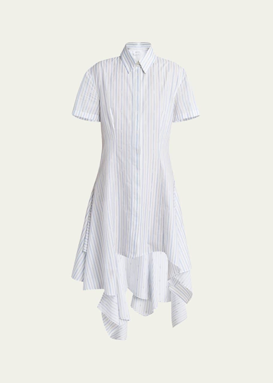 Image 1 of 1: Stripe Skull Embroidered Asymmetric Shirtdress