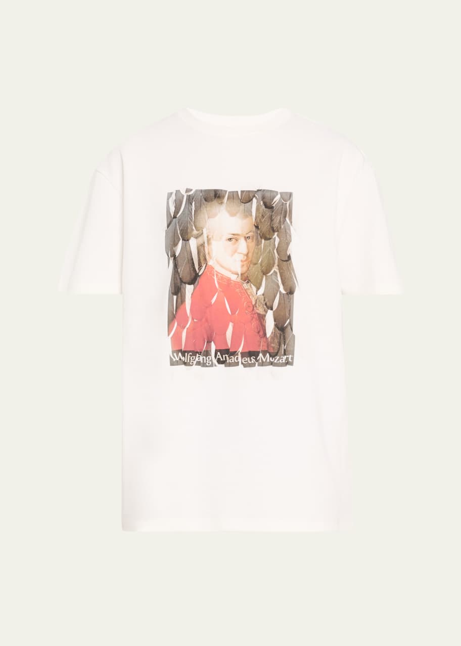Image 1 of 1: Feather Mozart Print T-Shirt