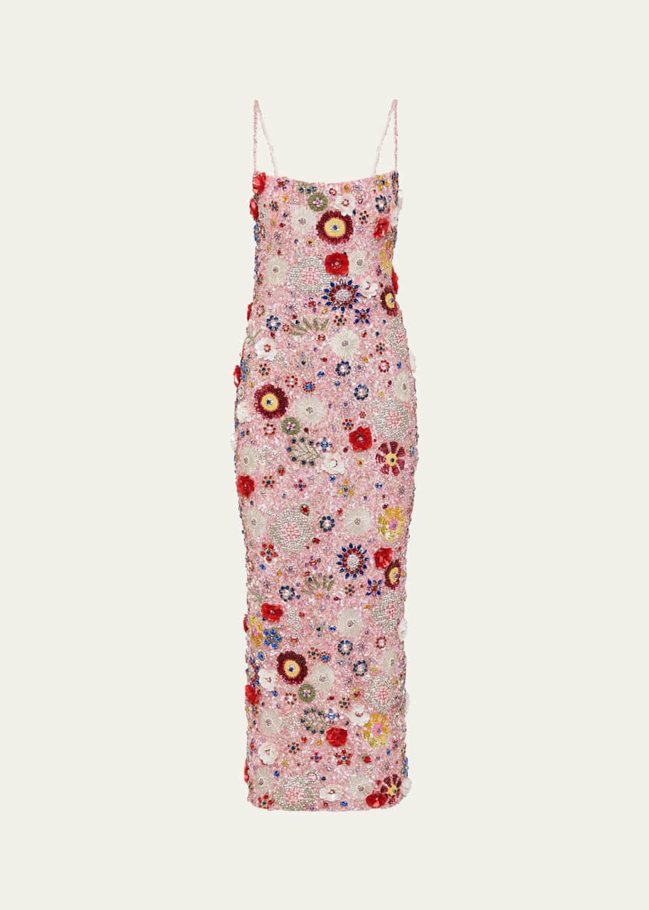 Image 1 of 1: Francesca Floral Embellished Midi Gown