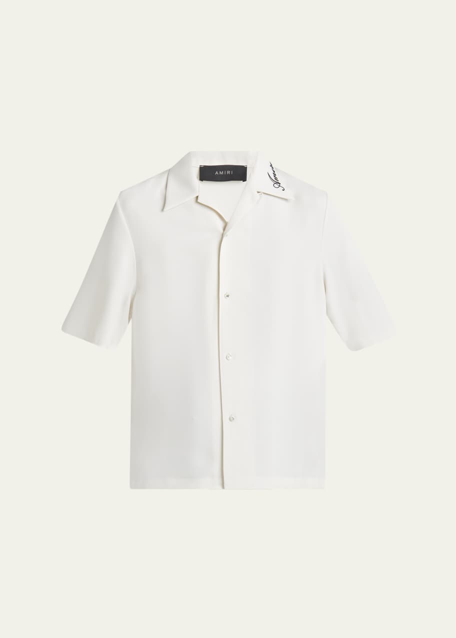 Image 1 of 1: Men's Brushed Polyester Camp Shirt