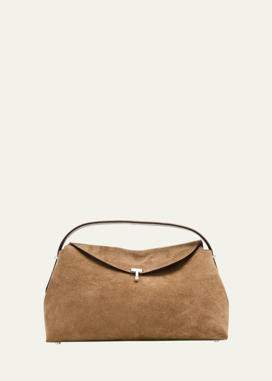 Toteme T Lock Suede Top-Handle Bag - Bergdorf Goodman