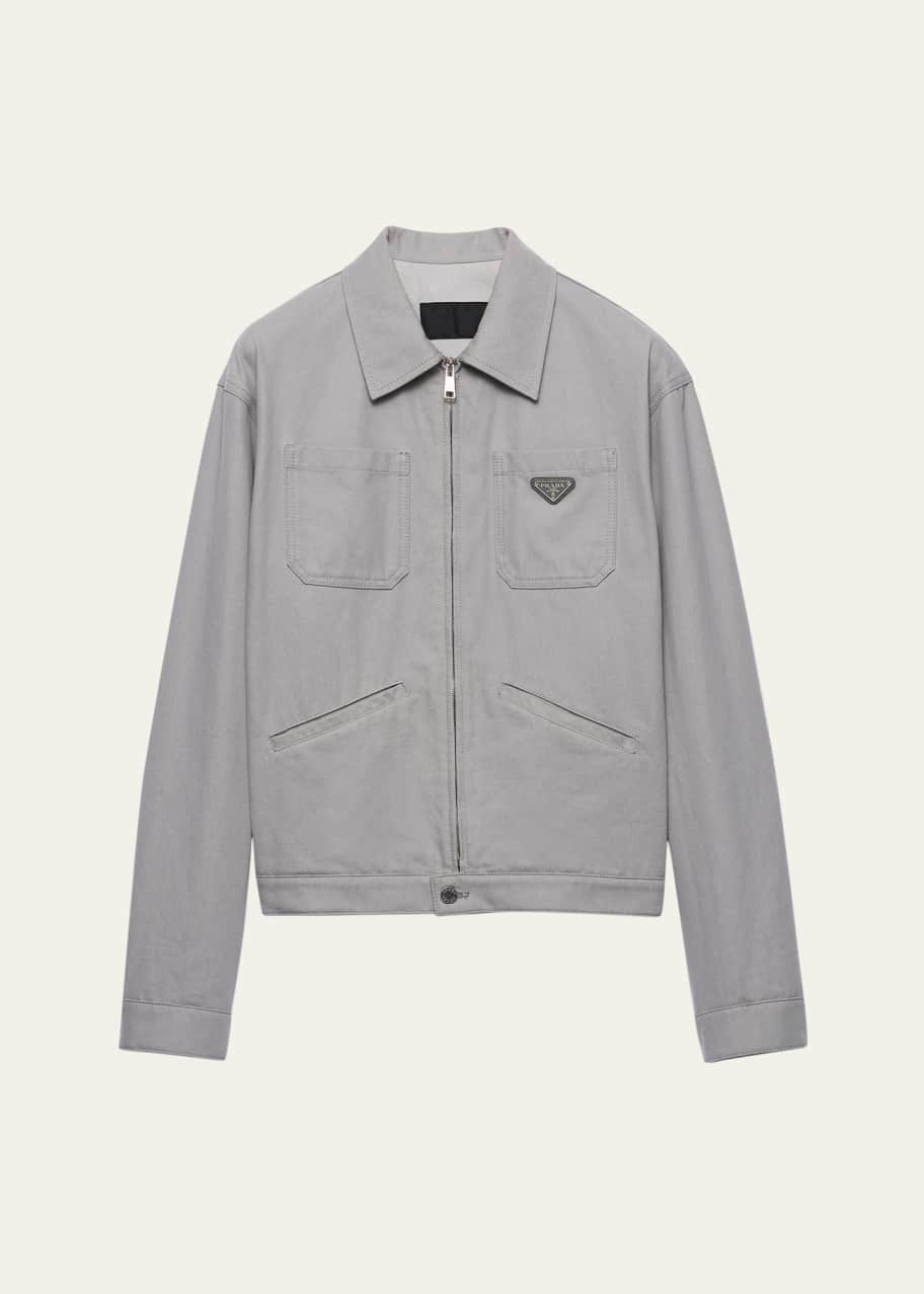 ジャケット PRADA FW23 GIACCA (P573NS23113C6 F0008) Prada Men's Denim Zip-Up Blouson Jacket - Bergdorf Goodman