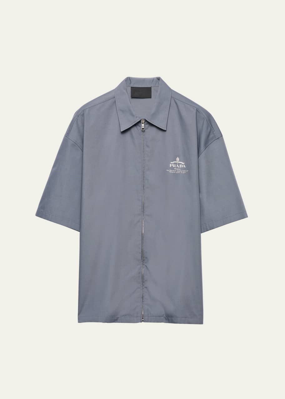 Prada Men's Technical Cotton Zip-Up Shirt - Bergdorf Goodman