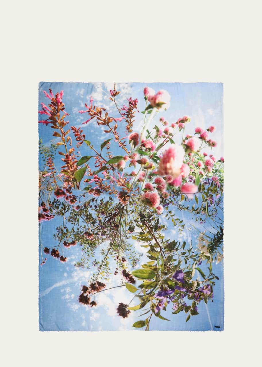 Image 1 of 1: Mazzolino Floral-Print Cashmere-Blend Scarf