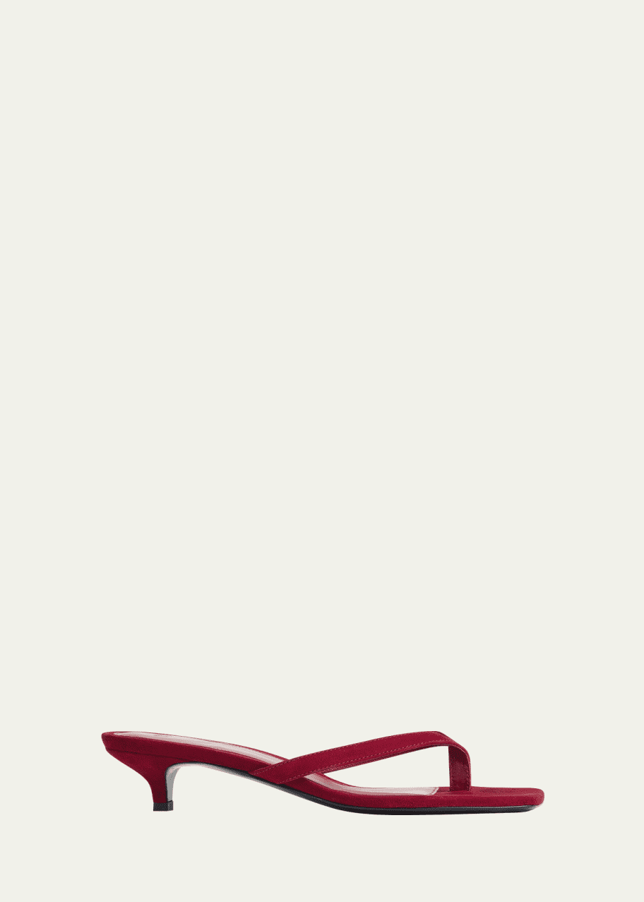 Image 1 of 1: Leather Flip Flop Kitten Heels