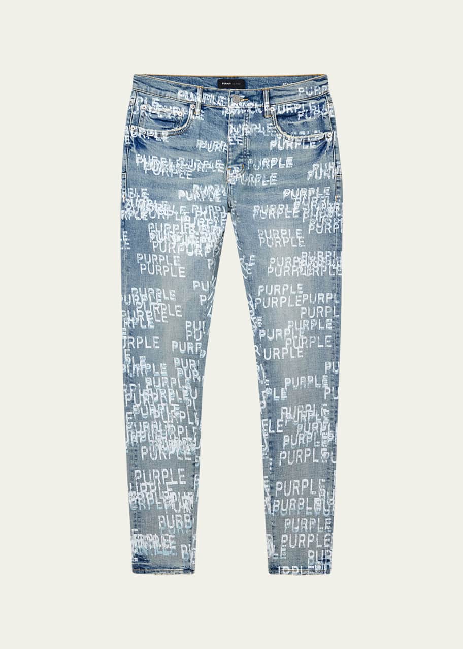 Image 1 of 1: Men's Repeat-Logo Skinny Jeans