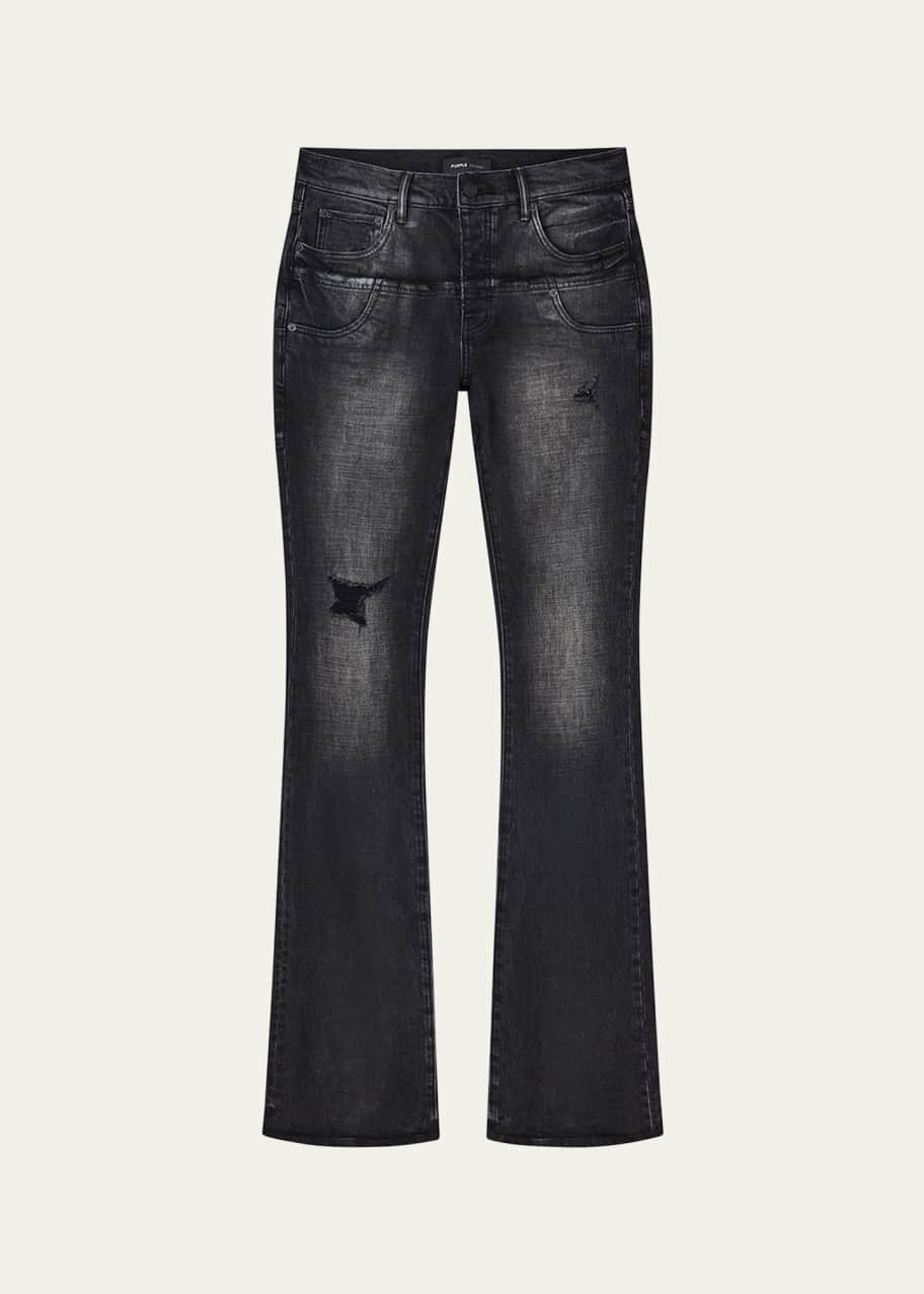 Image 1 of 1: Men's Coated Double-Waist Flare Jeans