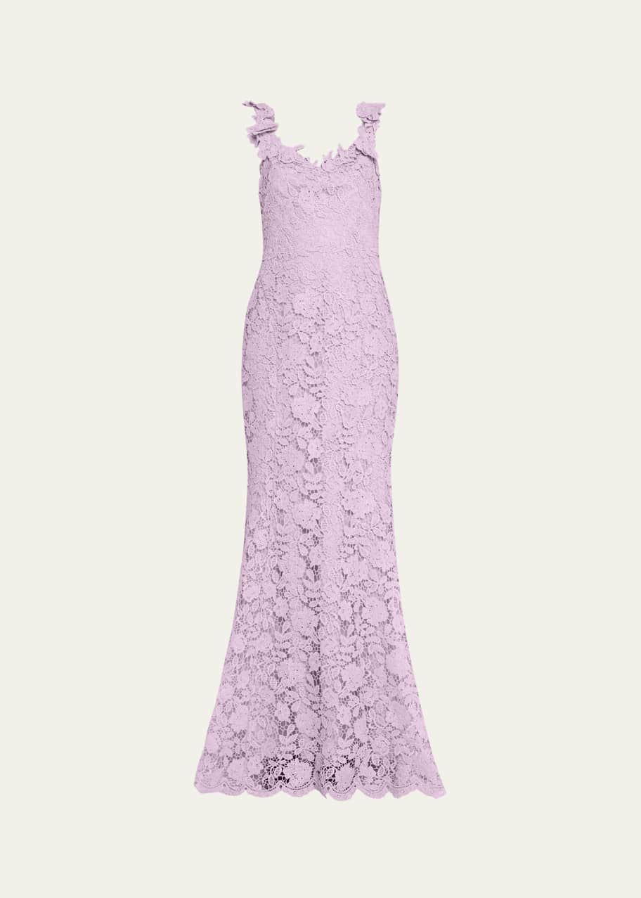 Marchesa Notte Sleeveless Floral Lace Trumpet Gown - Bergdorf Goodman