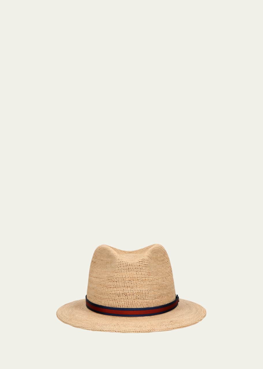 Image 1 of 1: Men's Argentina Raffia Crochet Fedora Hat