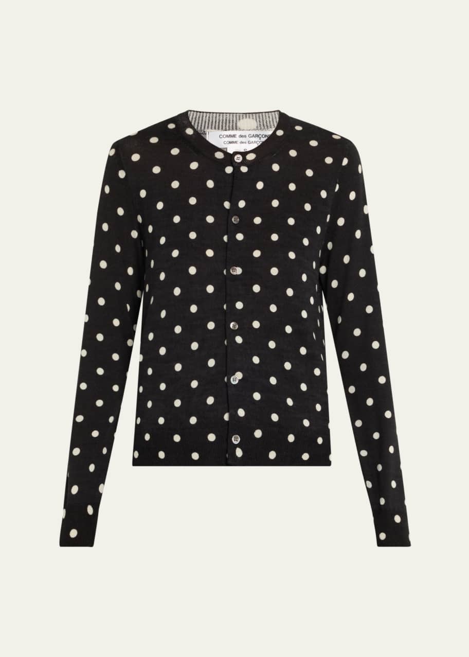 Image 1 of 1: Poka Dot Wool Cardigan Sweater