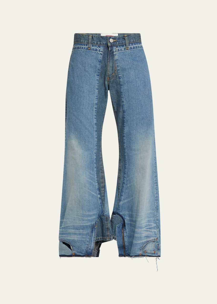 Junya Watanabe Deconstructed Wide Leg Jeans - Bergdorf Goodman