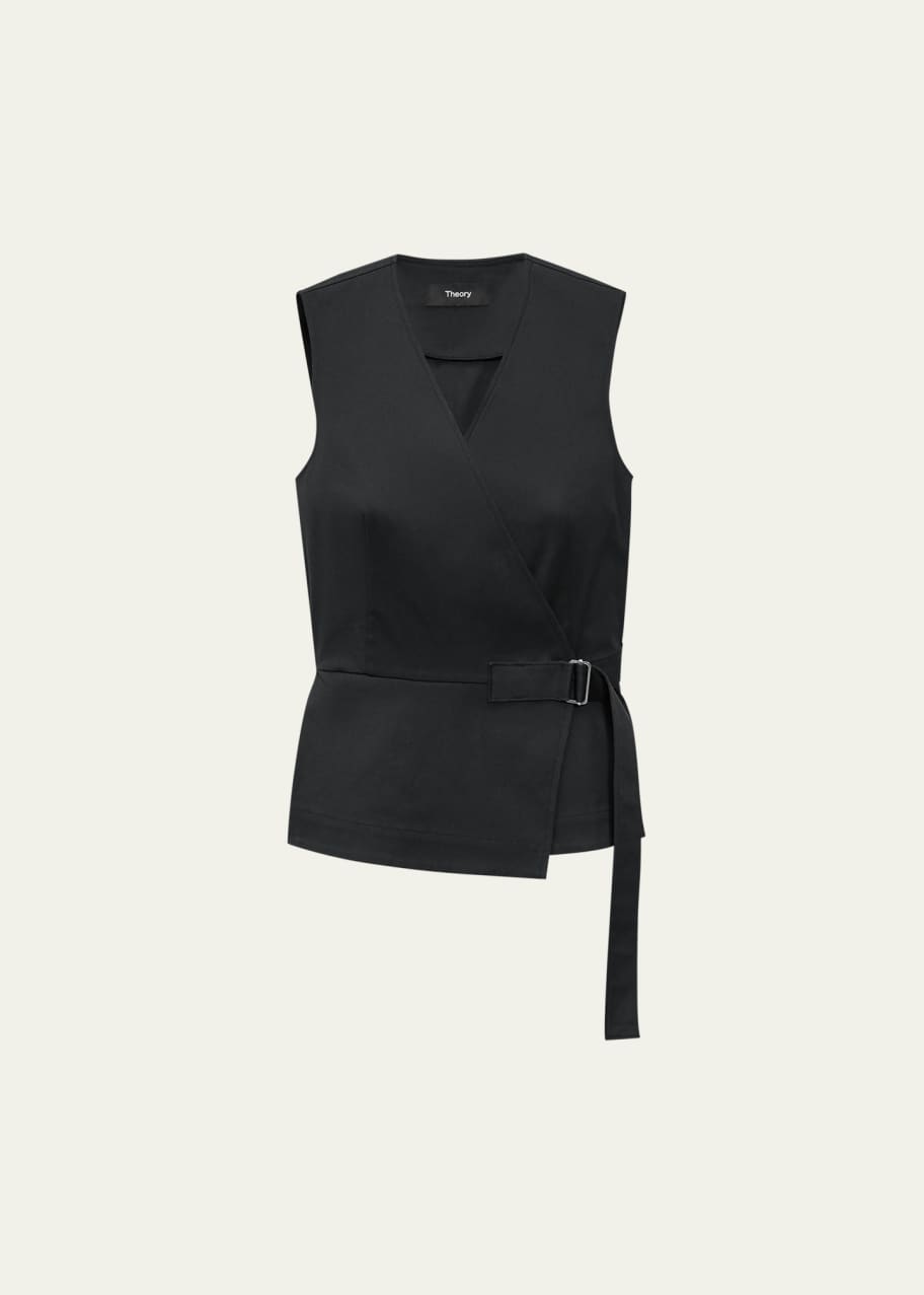 Image 1 of 1: Sleeveless Cotton Wrap Top