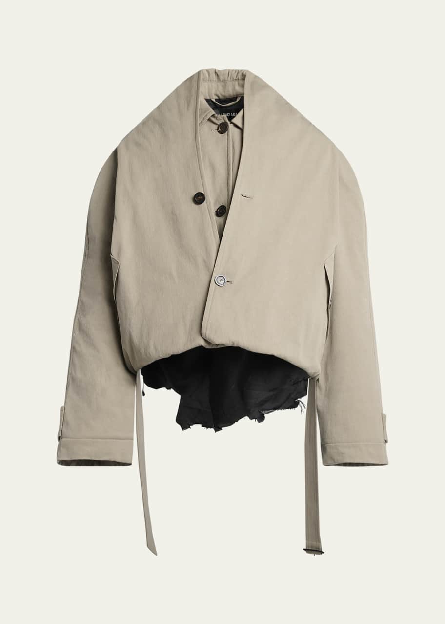 Balenciaga Flip Hooded Cotton-Twill Belted Trench Coat