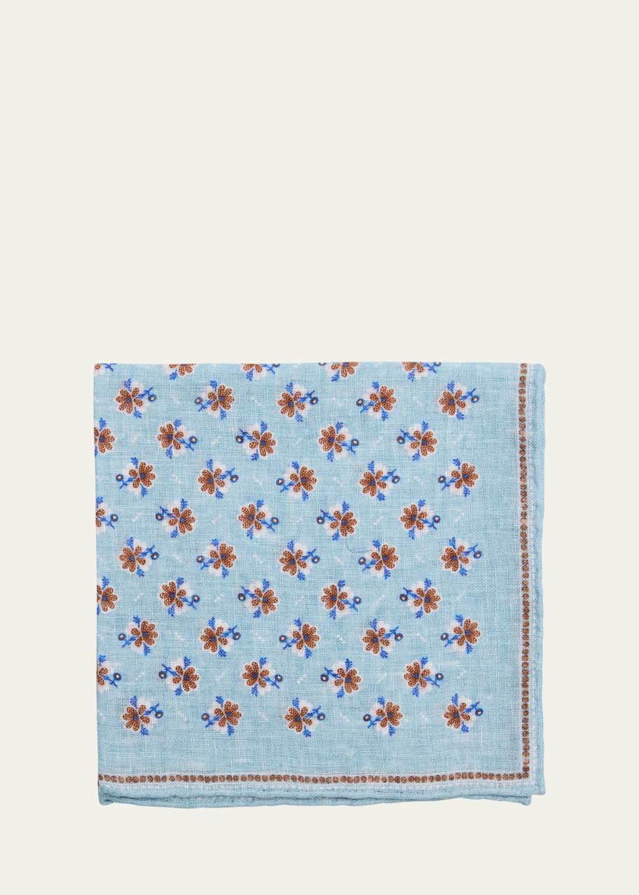 Image 1 of 1: Men's Linen Floral Pocket Square
