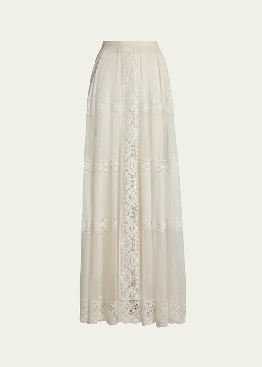 Image 1 of 1: Malti Embroidered Voile Maxi Skirt