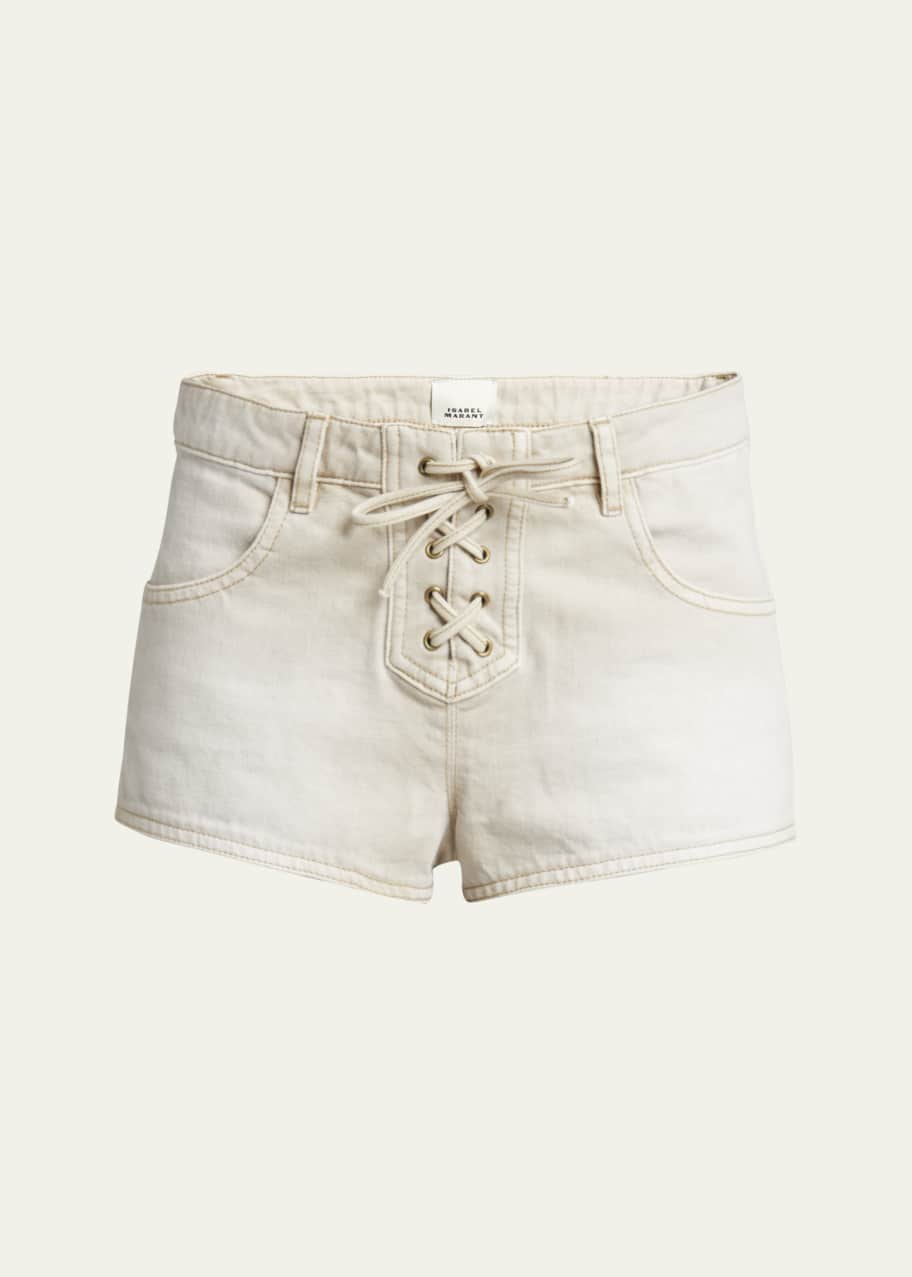Isabel Marant Delma Lace-Up Denim Shorts - Bergdorf Goodman