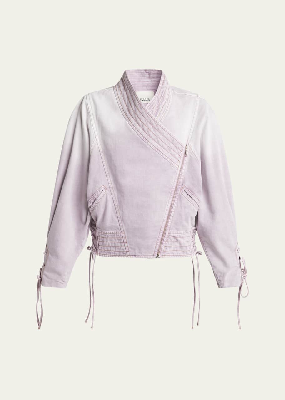 【送料&関税込】Isabel Marant Edina Denim Jacket Isabel Marant Edina Asymmetric-Zip Denim Jacket - Bergdorf