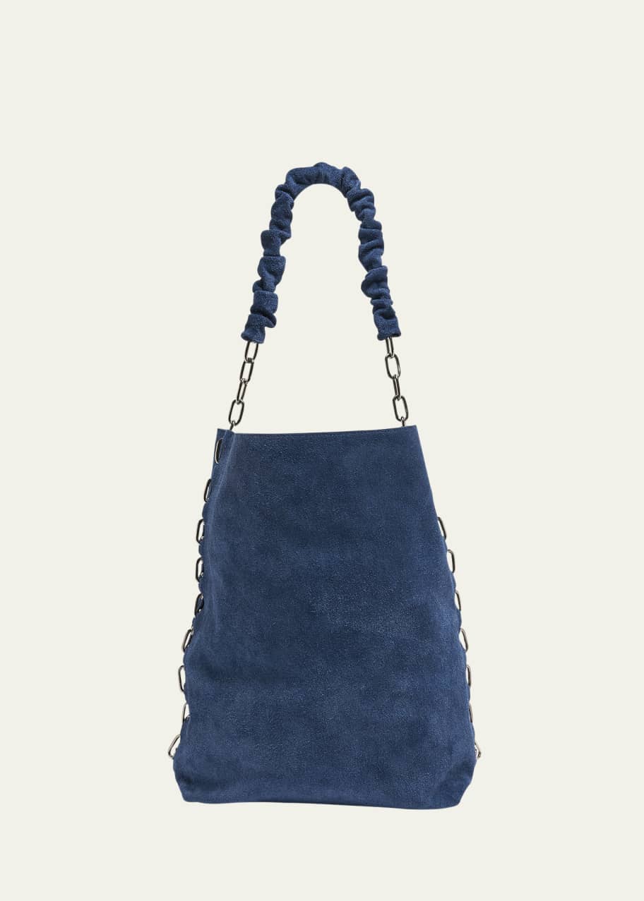 Image 1 of 1: Chain Denim Suede Tote Bag