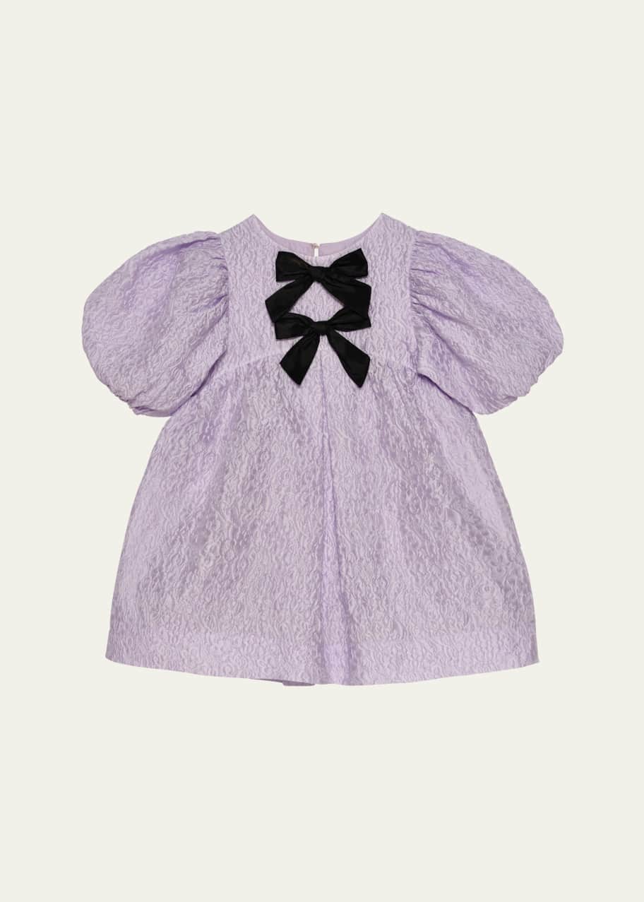 Image 1 of 1: Girl's Melodie Puff Sleeve Bow Dress, Size 3T-11