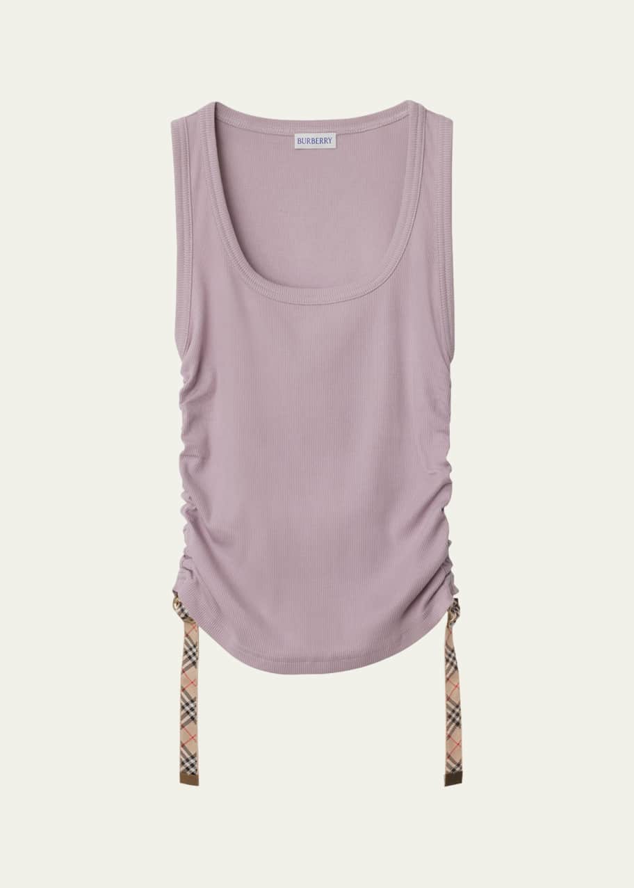 Image 1 of 1: Ruched Drawstring Cotton Tank Top