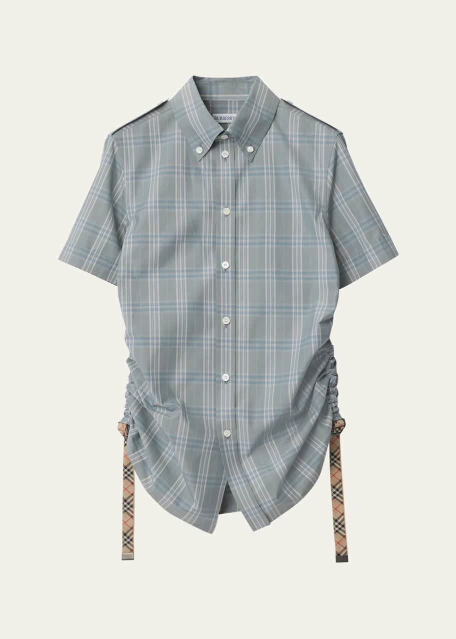 burberry button down dress shirt Burberry Brit Blue Button Down Logo Collared Shirt Long Sleeve Large –  THE-ECHELON main image 1