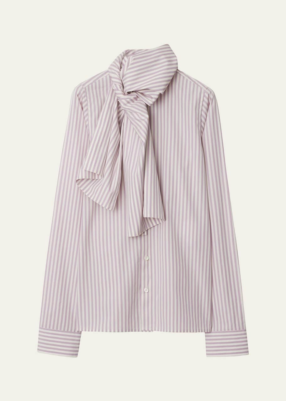 Image 1 of 1: Stripe Scarf-Neck Blouse