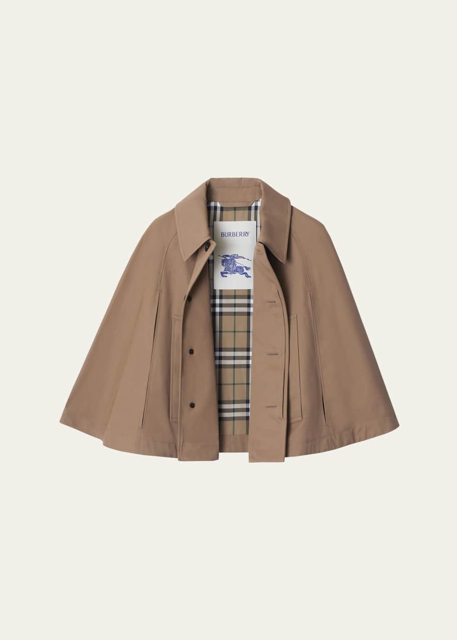 Image 1 of 1: Cropped Cotton Twill Cape