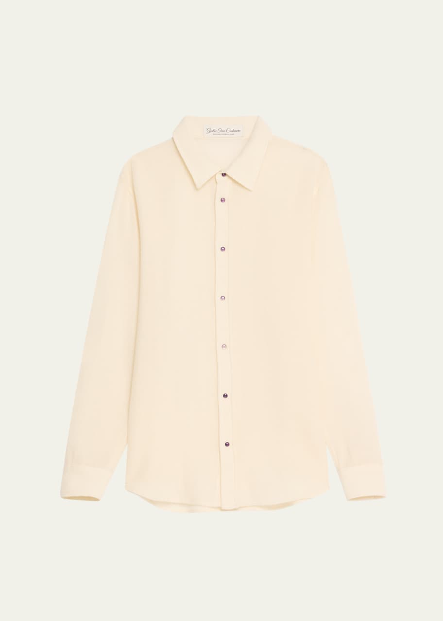 Image 1 of 1: Button Down Gauze Solid Shirt