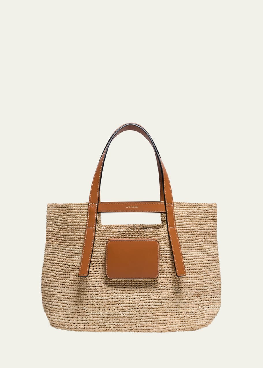 Image 1 of 1: Salinas M Crochet Raffia Tote Bag
