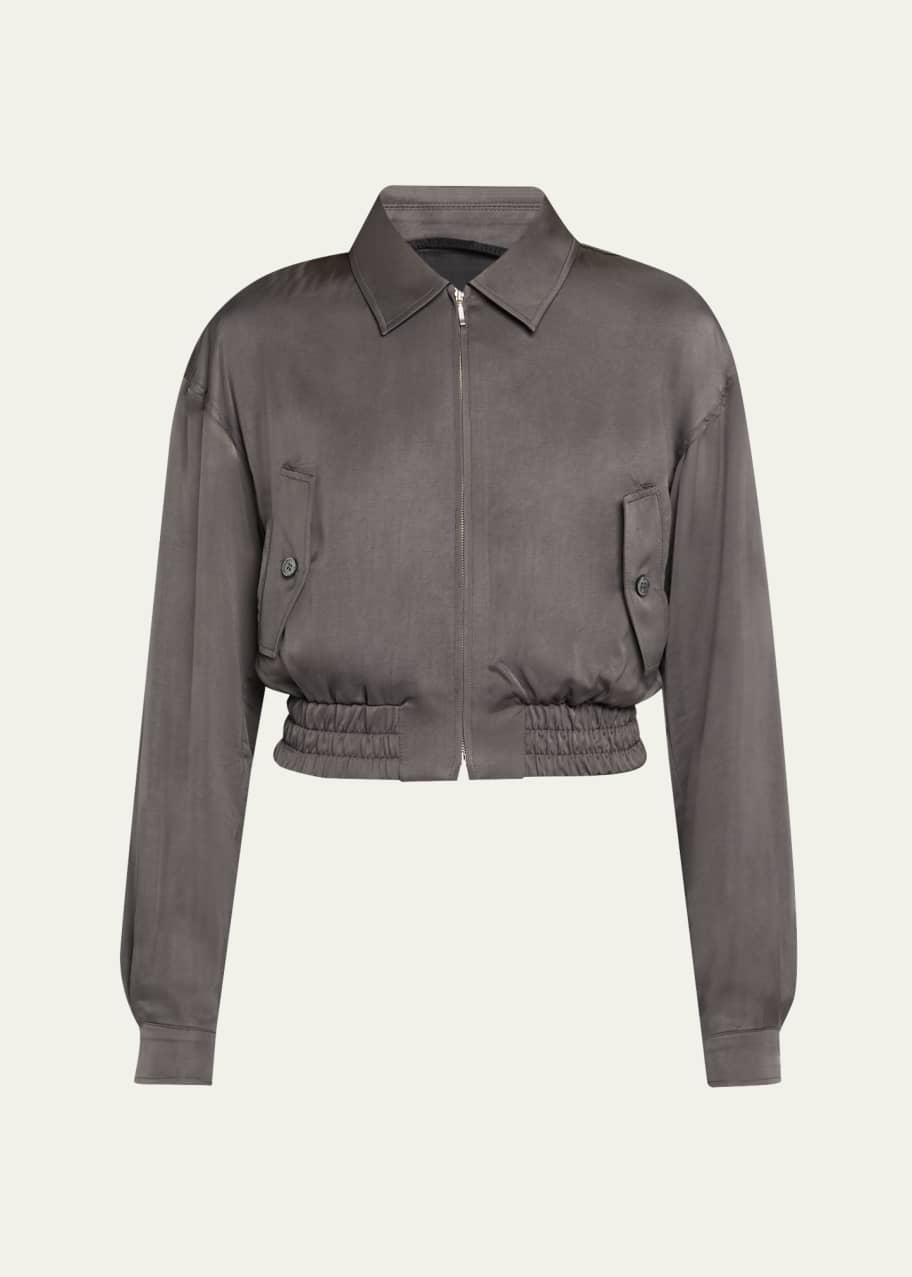 Image 1 of 1: Cropped Satin Blouson Jacket
