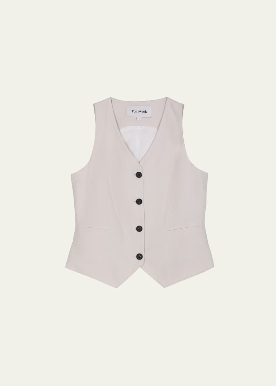 Image 1 of 1: Tailored Linen-Blend Vest