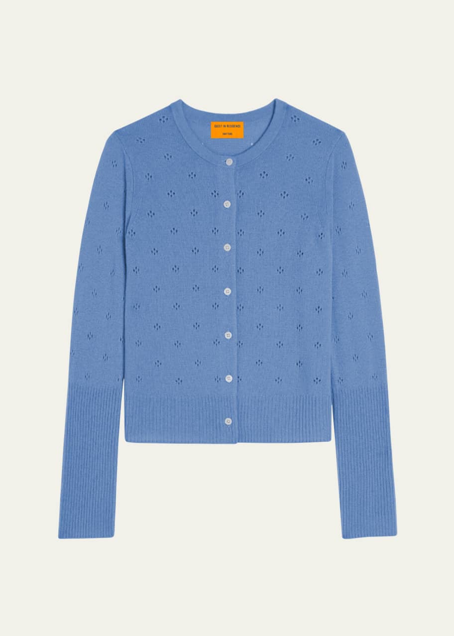 Image 1 of 1: Jane Pointelle-Knit Cashmere Cardigan