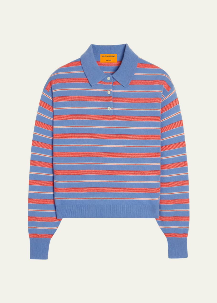 Image 1 of 1: Collegiate Stripe Cashmere Polo