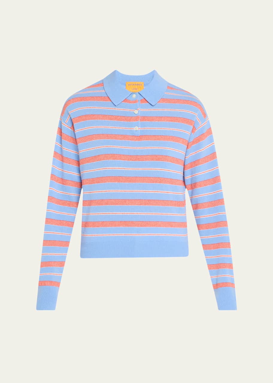 Image 1 of 1: Collegiate Stripe Cashmere Polo