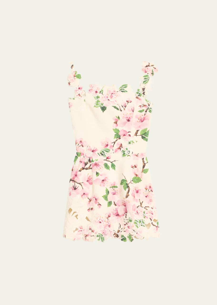 hell bunny rose embroidered dress Simona Long Sleeve Embroidered Front Tie Mini Dress - Stella Marina Print main image 1