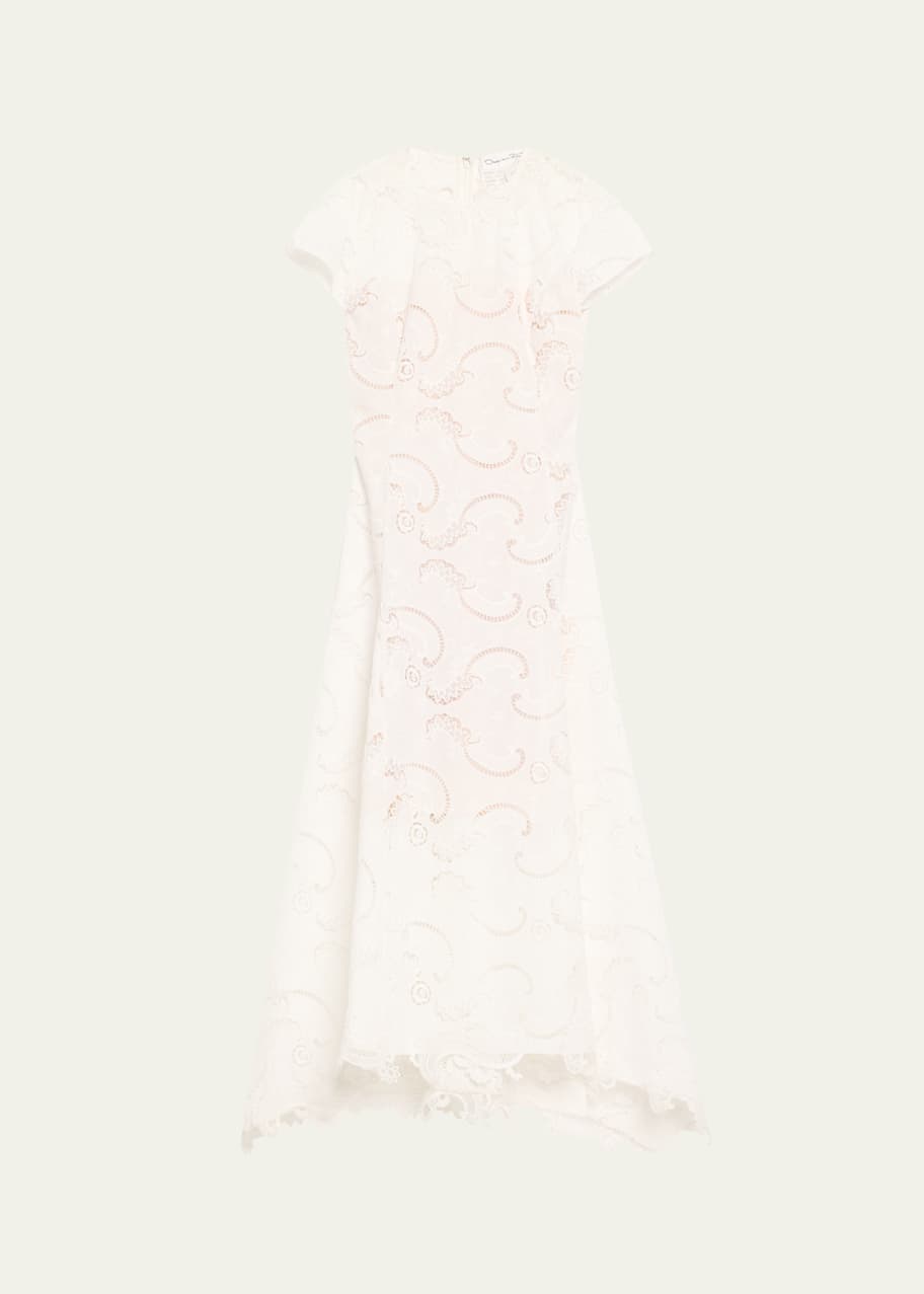 Oscar de la Renta Scroll Guipure Lace High-Low Day Dress - Bergdorf Goodman