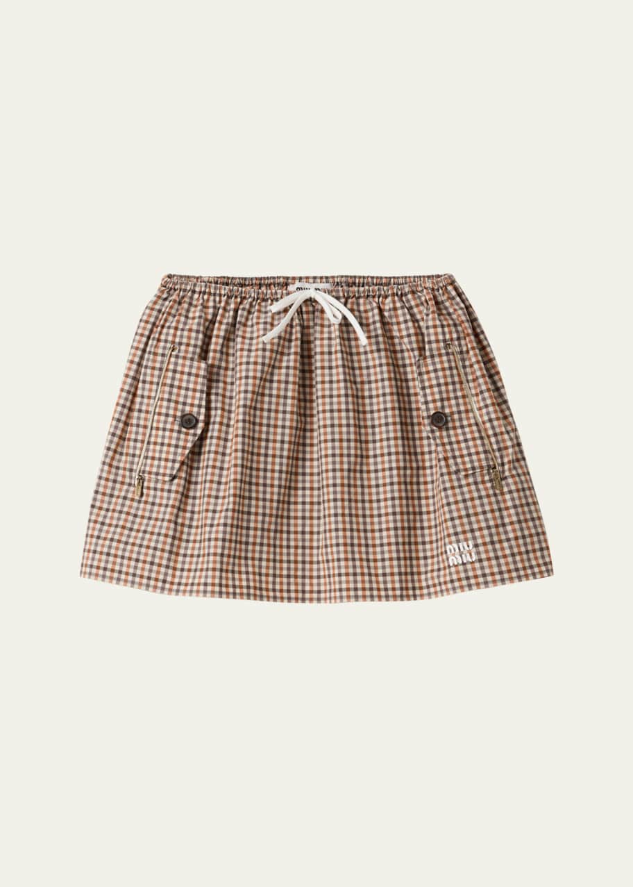 Image 1 of 1: Check Drawstring Mini Skirt