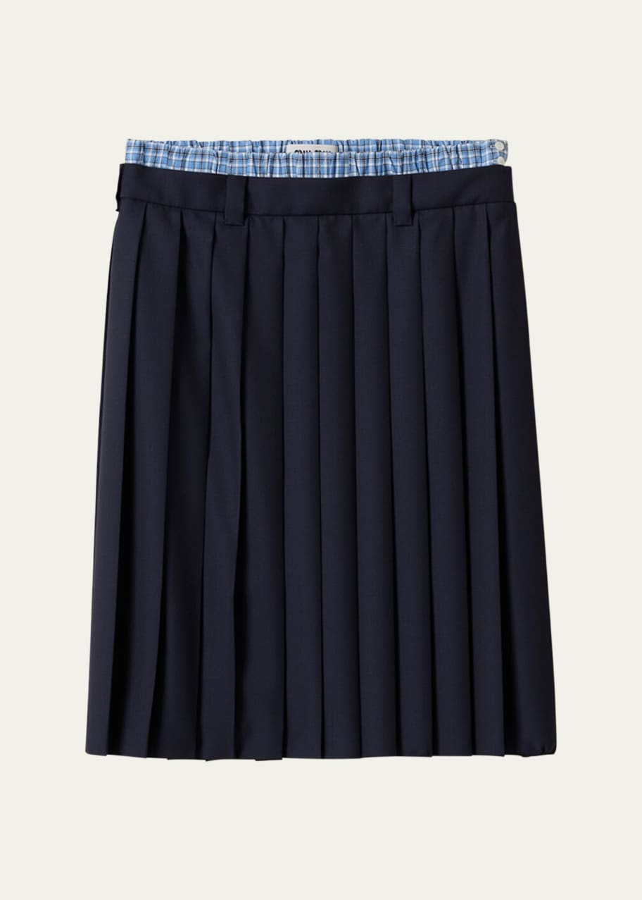 Miu Miu Double-Waist Pleated Skirt - Bergdorf Goodman