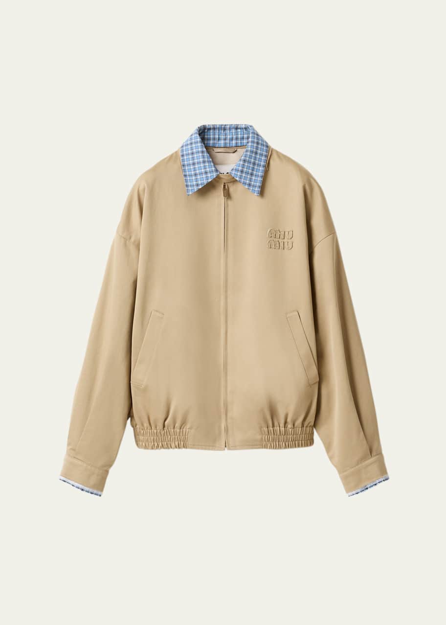 Miu Miu Check Collar Bomber Jacket - Bergdorf Goodman