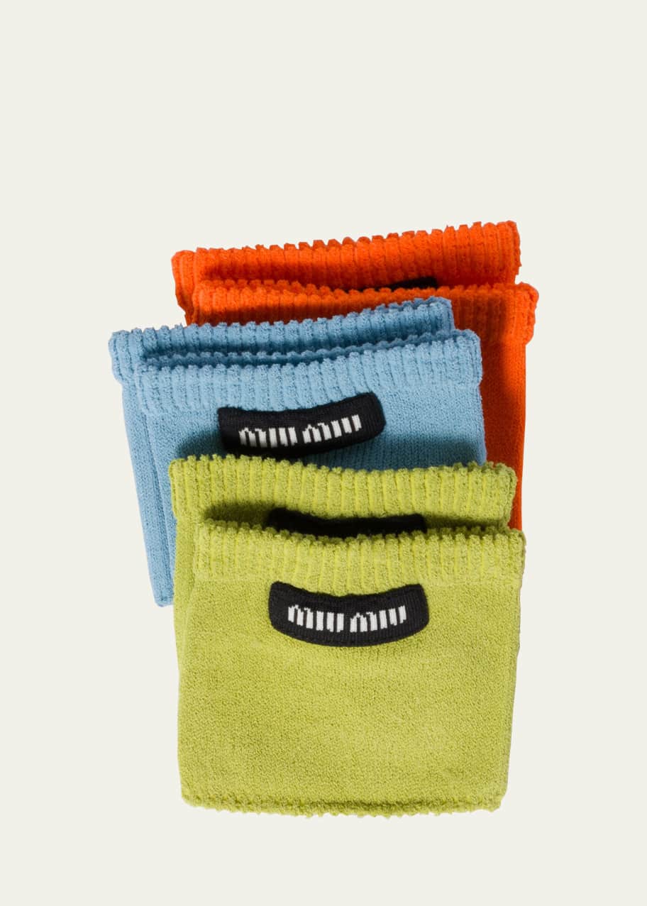 Miu Miu Logo Patch Viscose Socks, Set of 3 - Bergdorf Goodman