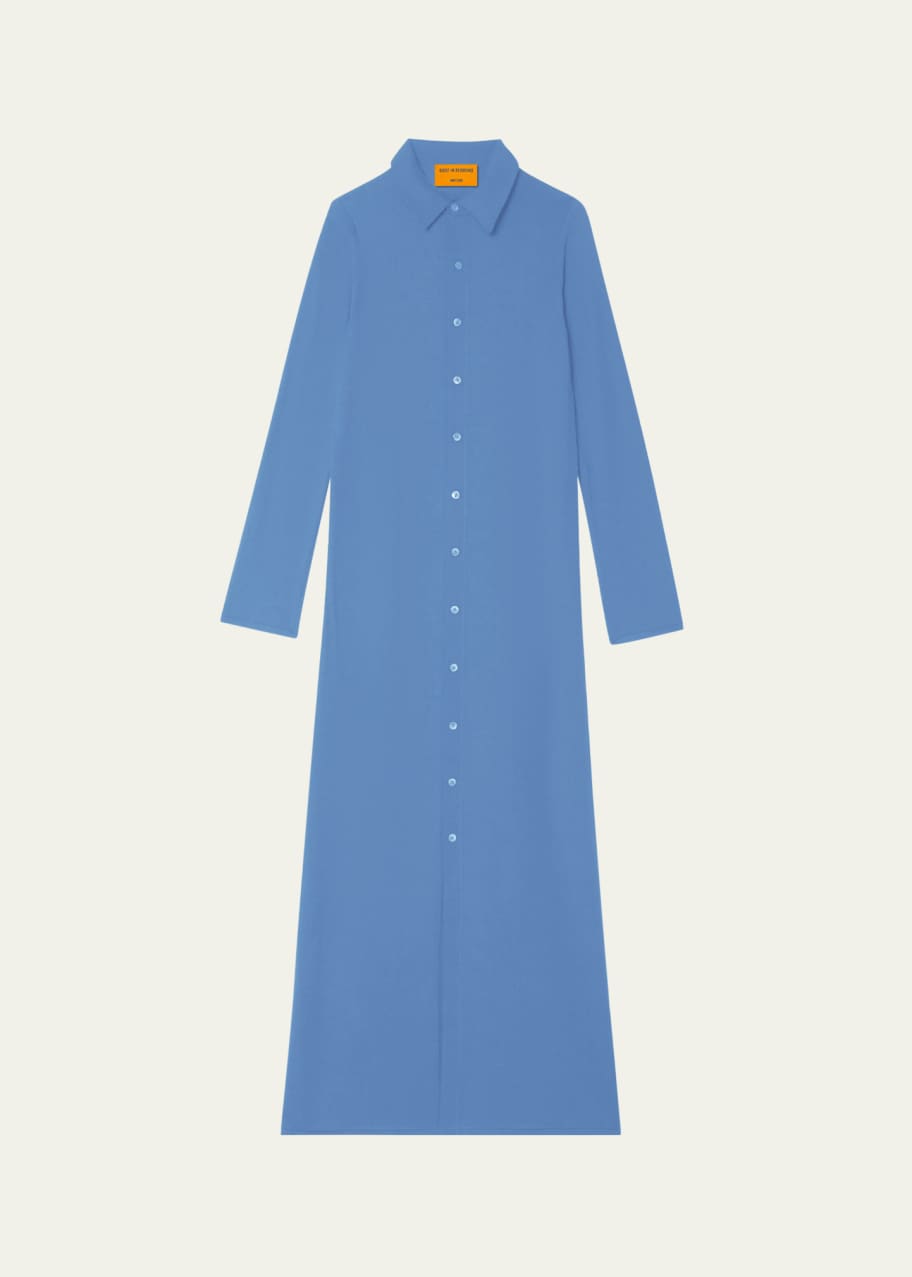 Image 1 of 1: Showtime Silk-Linen Maxi Shirtdress