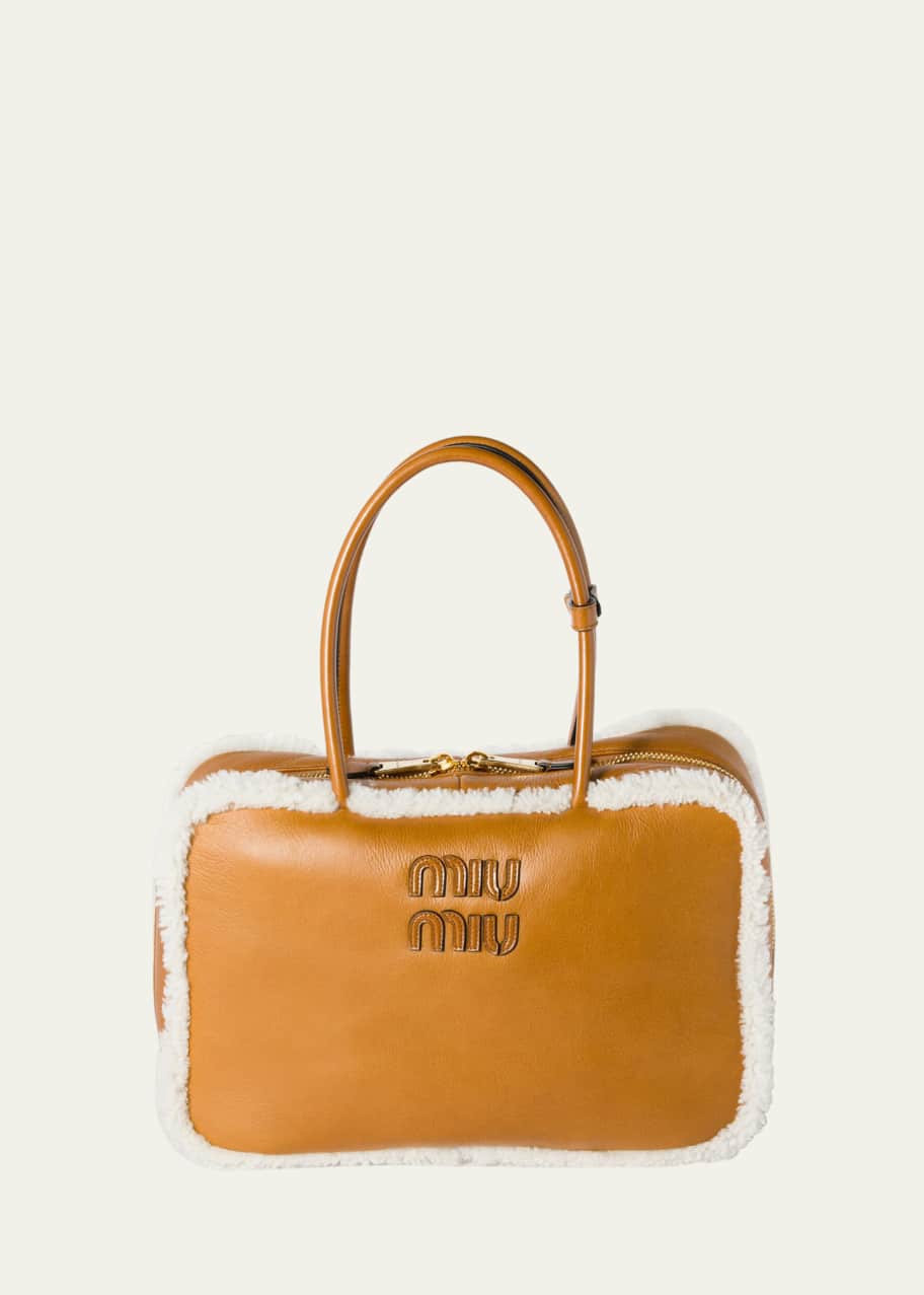 Image 1 of 1: Beau Large Lamb Shearling Top-Handle Bag