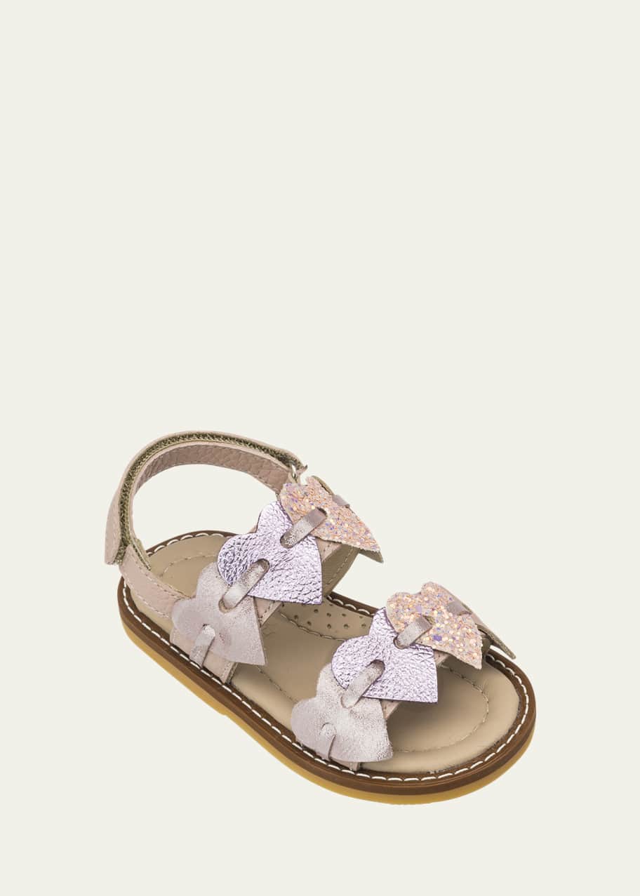 Elephantito Girl's Cuore Heart Leather Sandals, Kids Bergdorf
