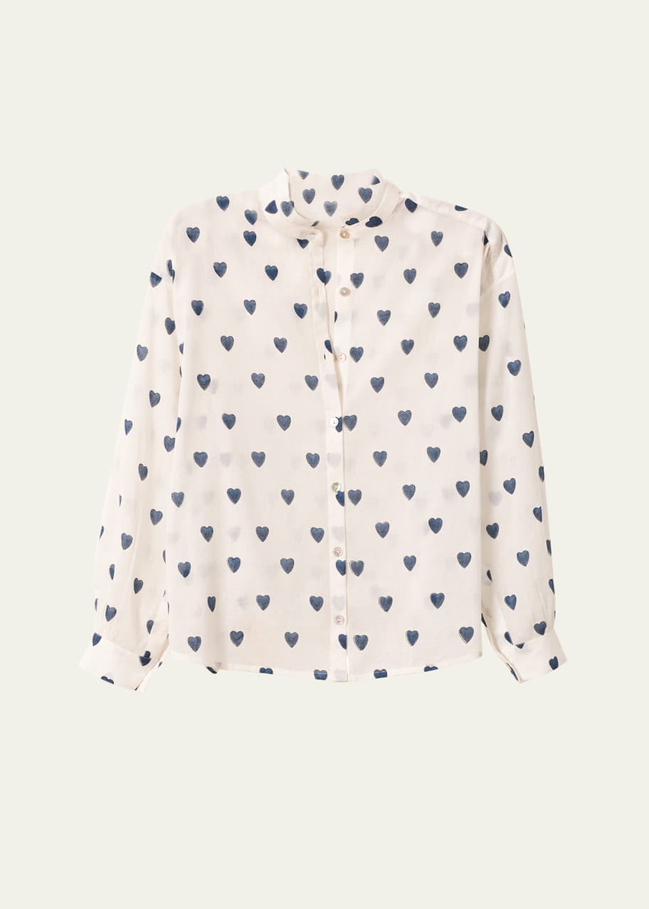Image 1 of 1: Kiki Long-Sleeve Indigo Heart Shirt