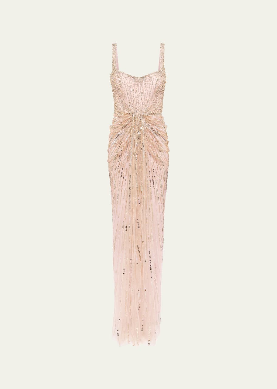 Image 1 of 1: Chrissy Knot Crystal Sequined Gown