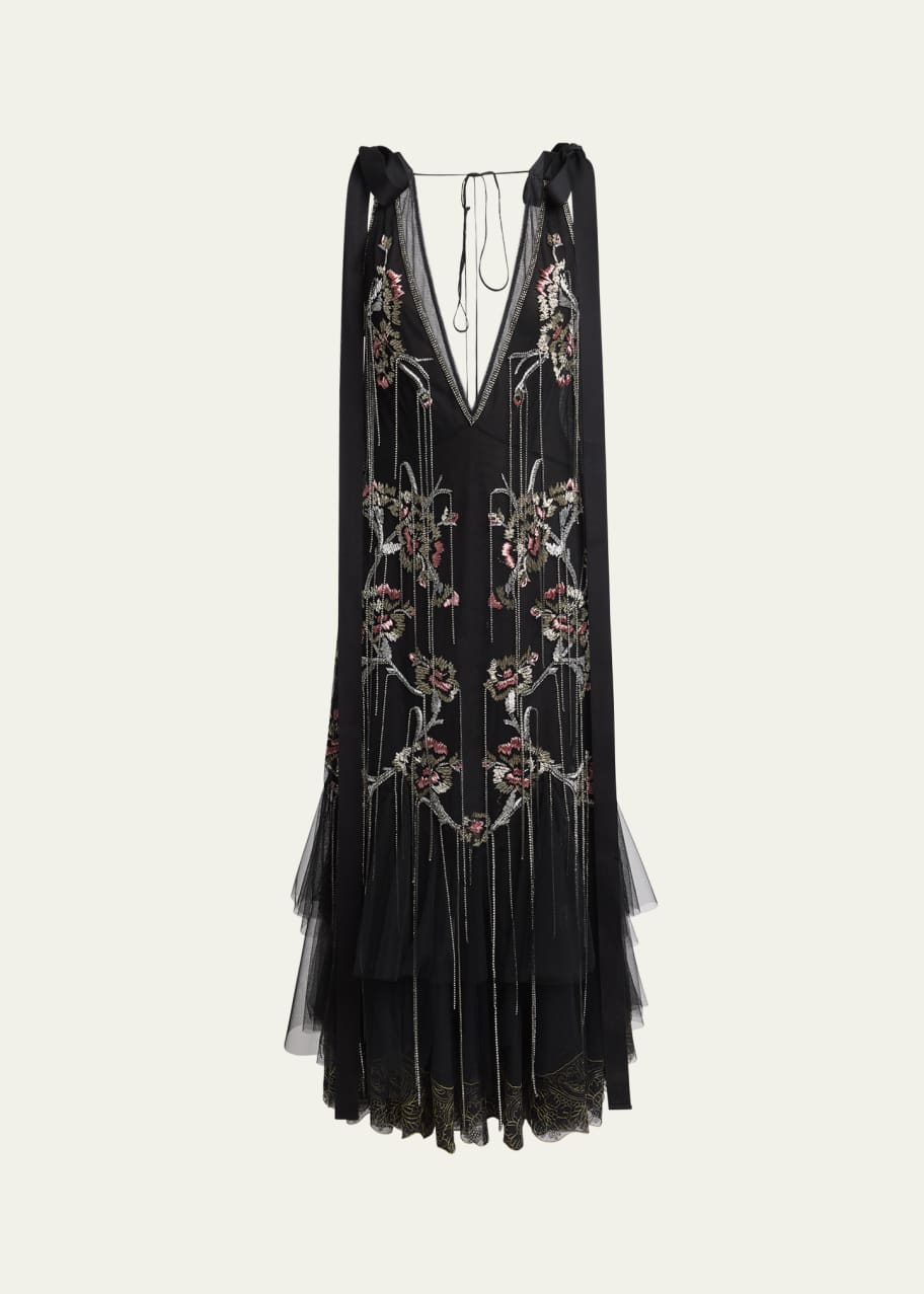 Erdem Floral Crystal Chain Slip Cocktail Dress - Bergdorf Goodman