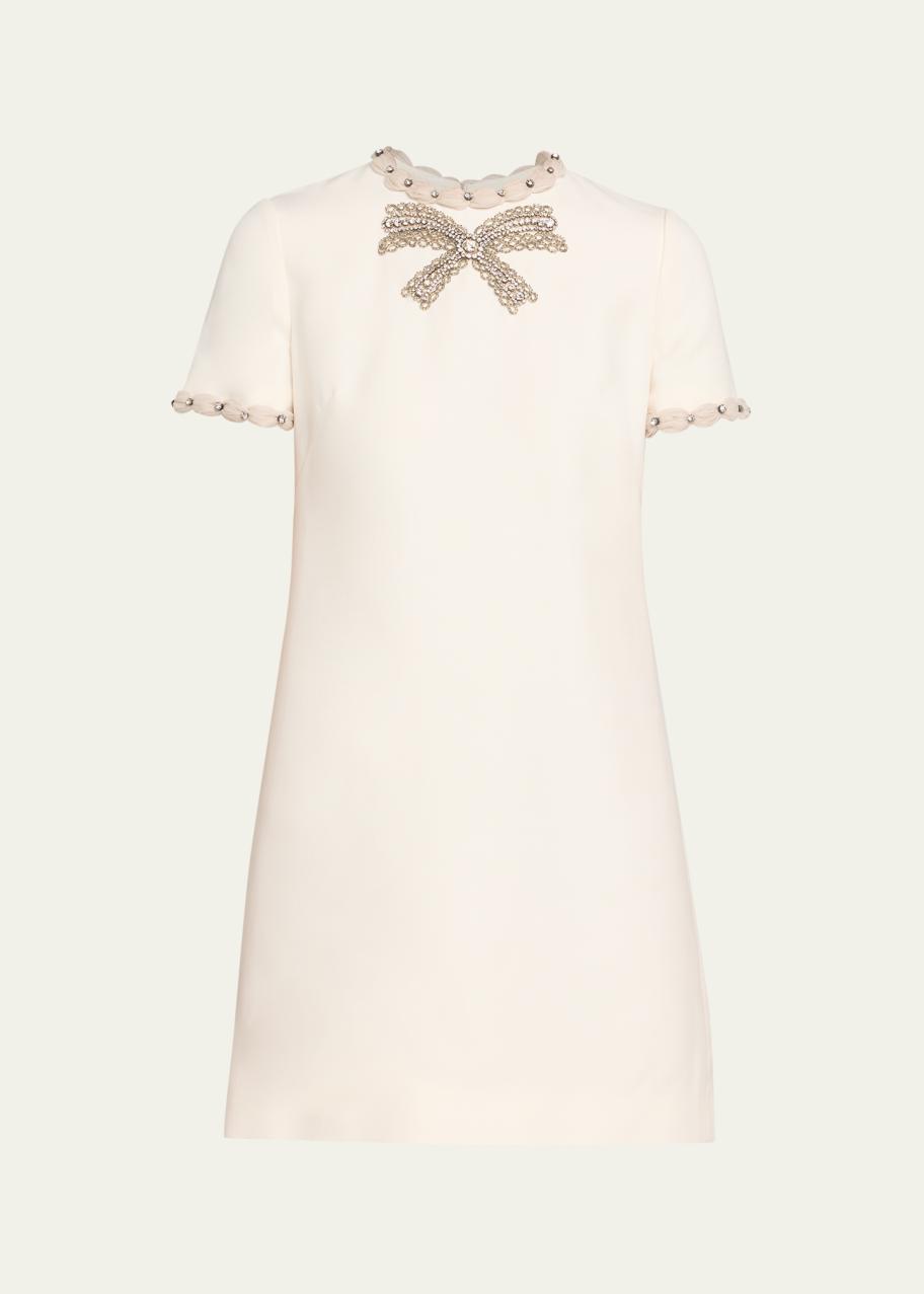 valentino rainbow crystal embellished short sleeve dress Navy Sequin Mini  Ellie Belle Embroidered trim detail on neckline and sleeves Isabelle Crystal Embellished Short Sleeve