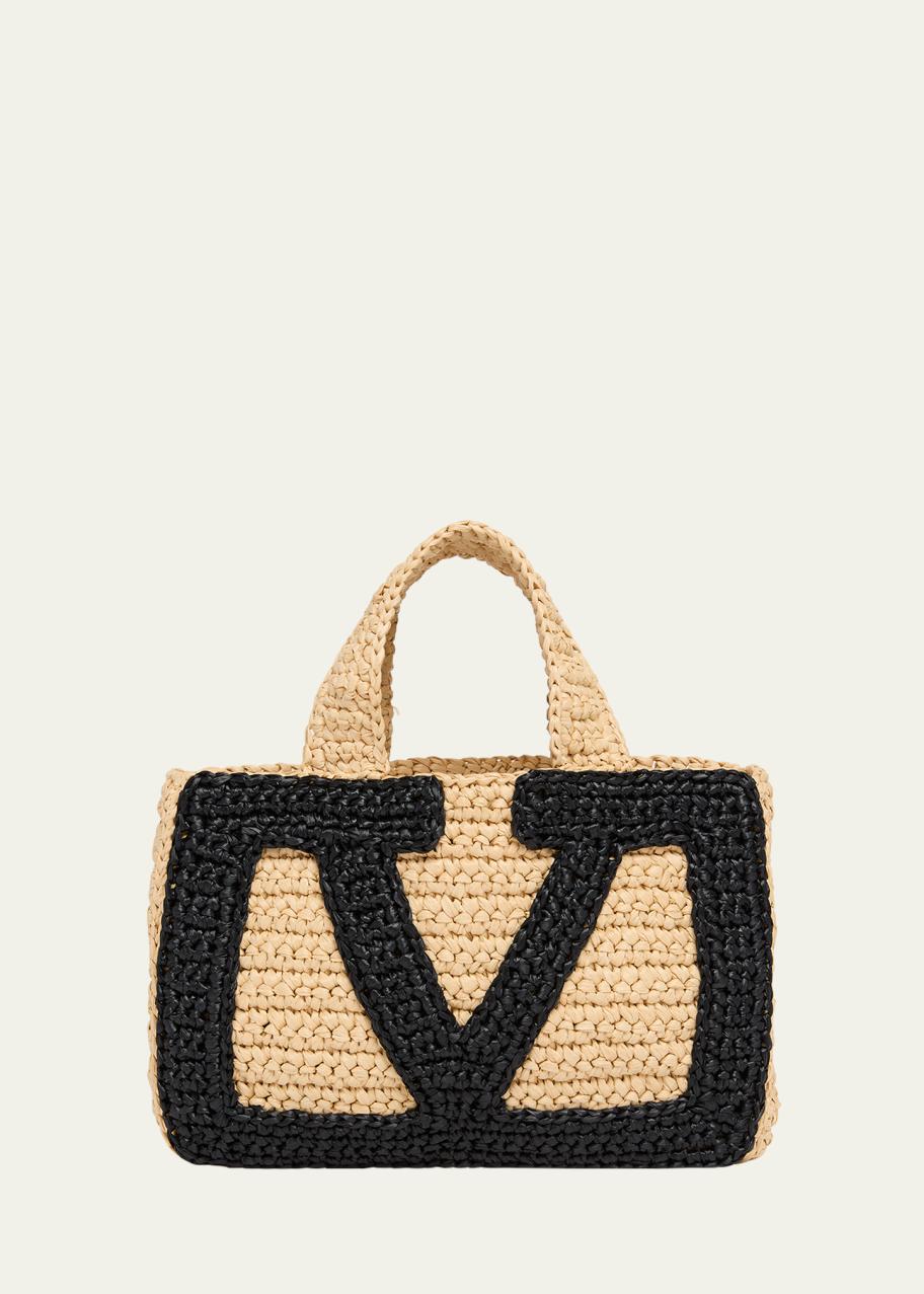 Valentino Garavani Viva Superstar Crochet Raffia Small Tote Bag